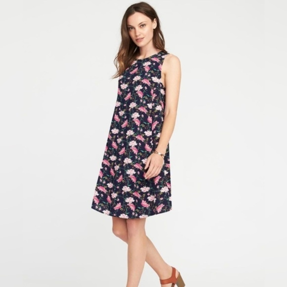 Old Navy Navy And Pink Floral Shift Dress Size Medium